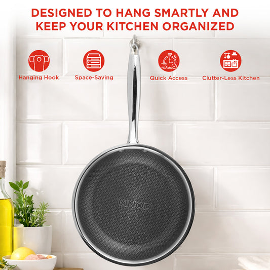 Vinod Platinum Triply SAS Pro Frypan - Hanging Kitchen Display | Vinod Cookware India