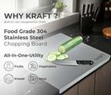 Kraft Stainless Steel L-shaped edge Chopping Board – 39 cm