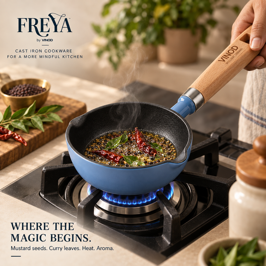 Vinod Cast Iron Freya Tadka Pan - 12 cm
