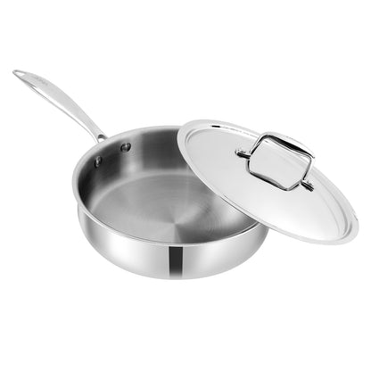 Scratch Resistant Cookware, Dishwasher Safe Saute Pan, Durable Stainless Steel Pan, Multi Purpose Cooking Pan, Induction Base Cookware, Vinod Cookware, Premium Triply Stainless Steel Pan