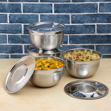 Kraft Stainless Steel Serving Bowl With Lid - Set of 4