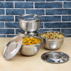 Kraft Stainless Steel Serving Bowl with Lid