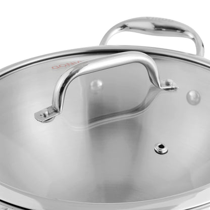 premium triply cookware, PFOA free cookware, healthy cooking kadai, low oil cooking pan, scratch resistant kadai