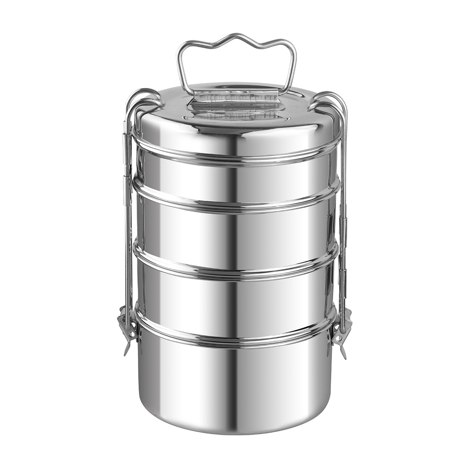 Kraft Lunch Box-Food Container Two Tier Compartment with Handle - Stainless Steel