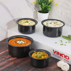 Vinod Hard Anodised 4 pc Tope Set -  (0.7 L,1 L, 1.2 L,1.6 L)
