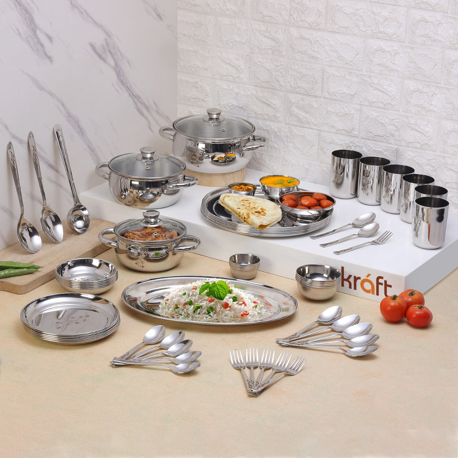 Shop for Stainless Steel Dinner Sets Online ꟾ Kraft Serveware Vinod