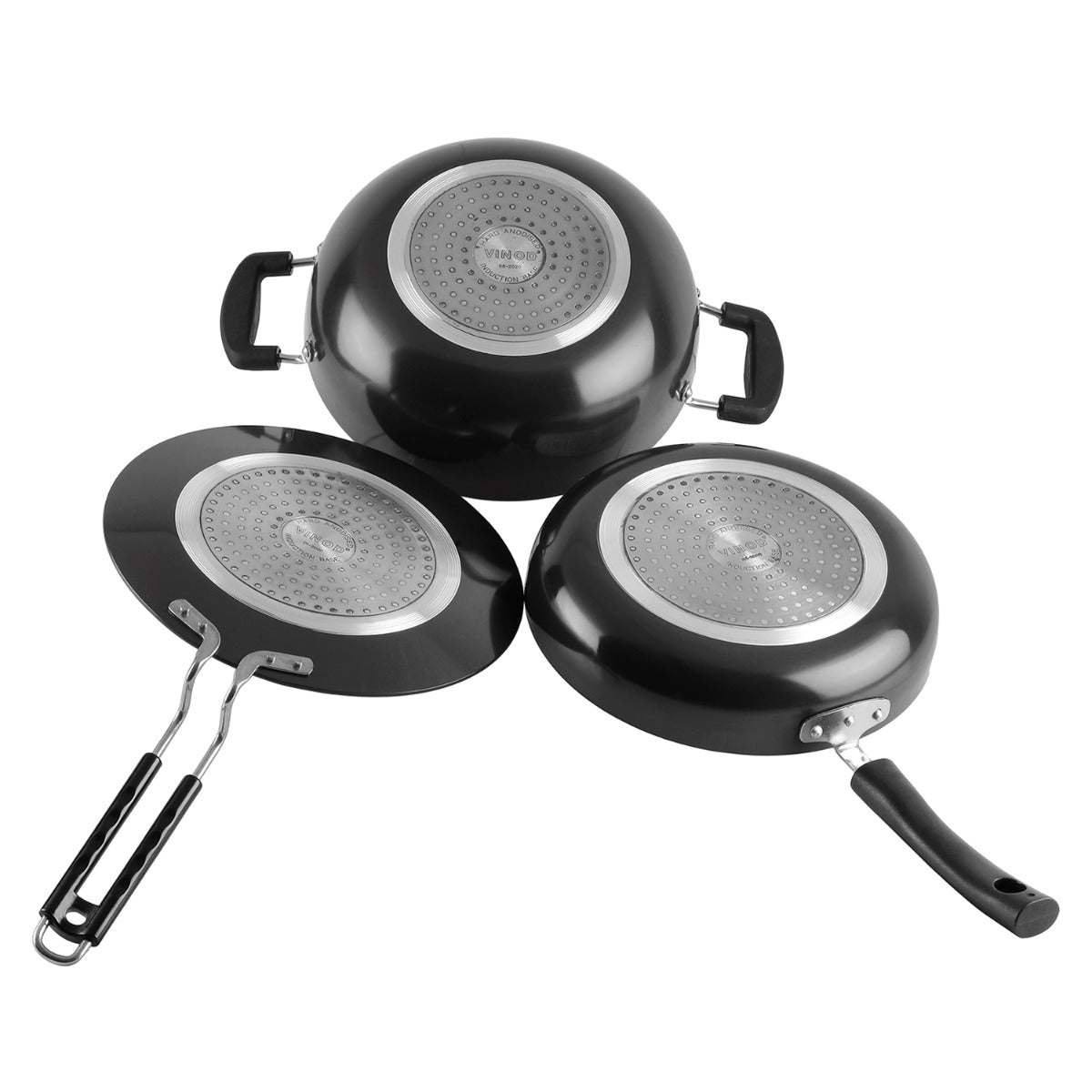Vinod Hard Anodised Cookware Set 3 & 5 Piece - Induction Friendly, buy online India