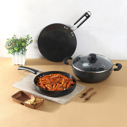 Vinod Hard Anodised Cookware Set 3 & 5 Piece - Induction Friendly, buy online India