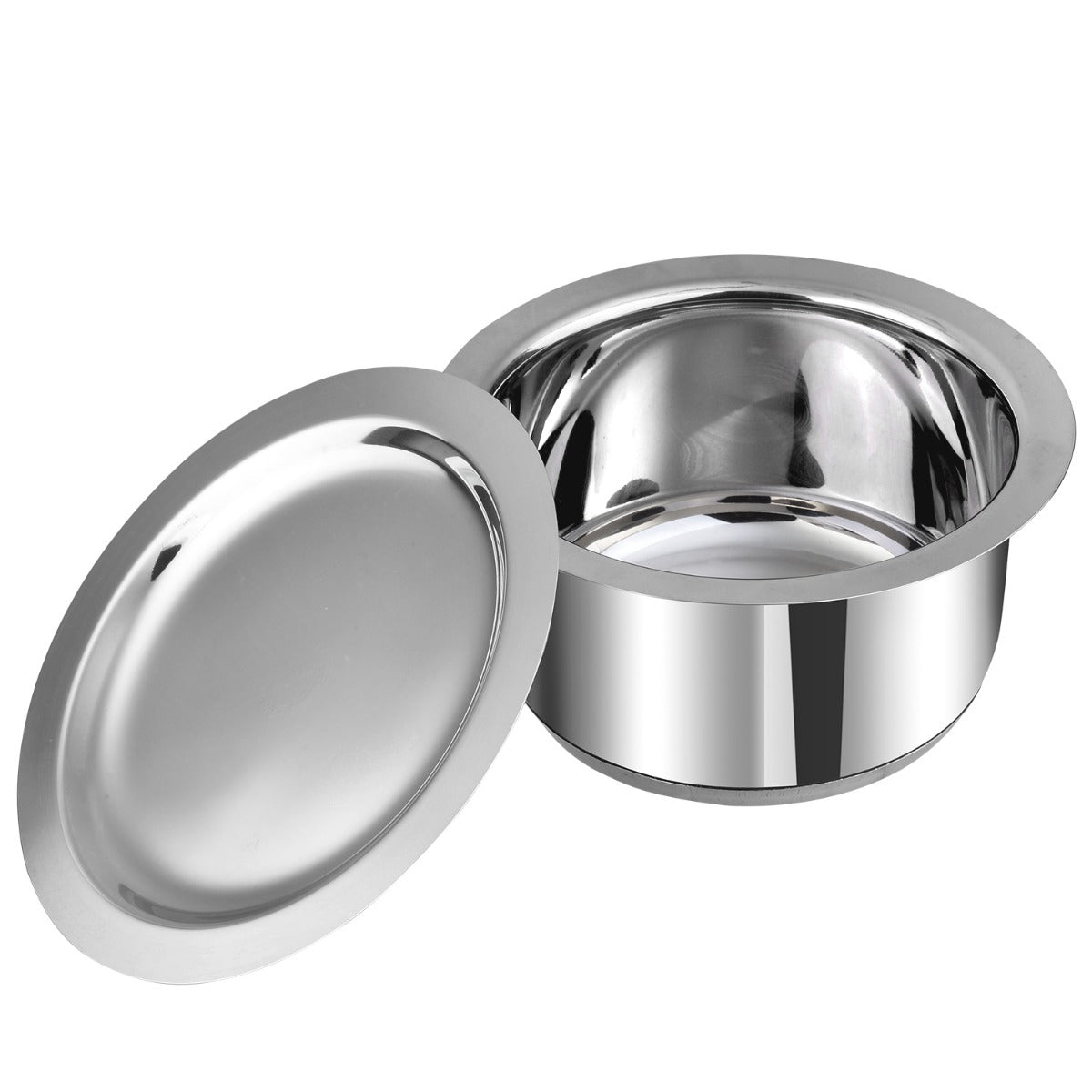 Vinod Stainless Steel 3pc Tope Set - Toughened Glass Lids with Steam Vent, Thick SAS Induction Base, Mirror Polish Finish | Vinod Cookware India