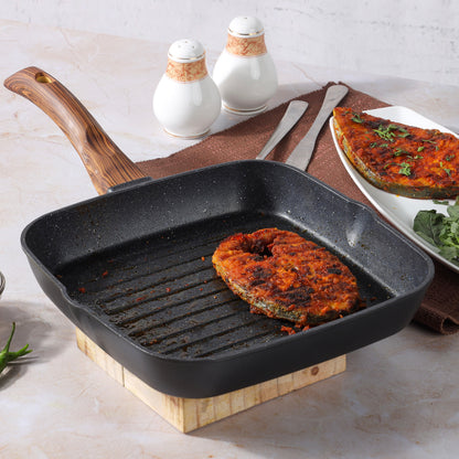 Zest Plus Grill Pan 24cm Die Cast - Induction Friendly Non-Stick | Vinod Cookware