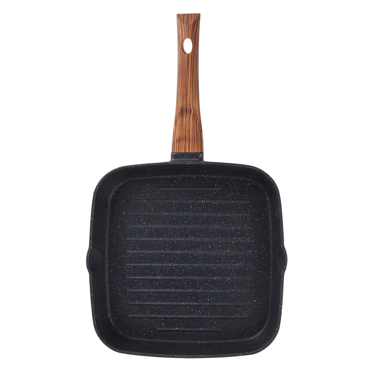 Zest Plus Grill Pan - Wood Pattern Handle Hero Shot | Vinod Cookware