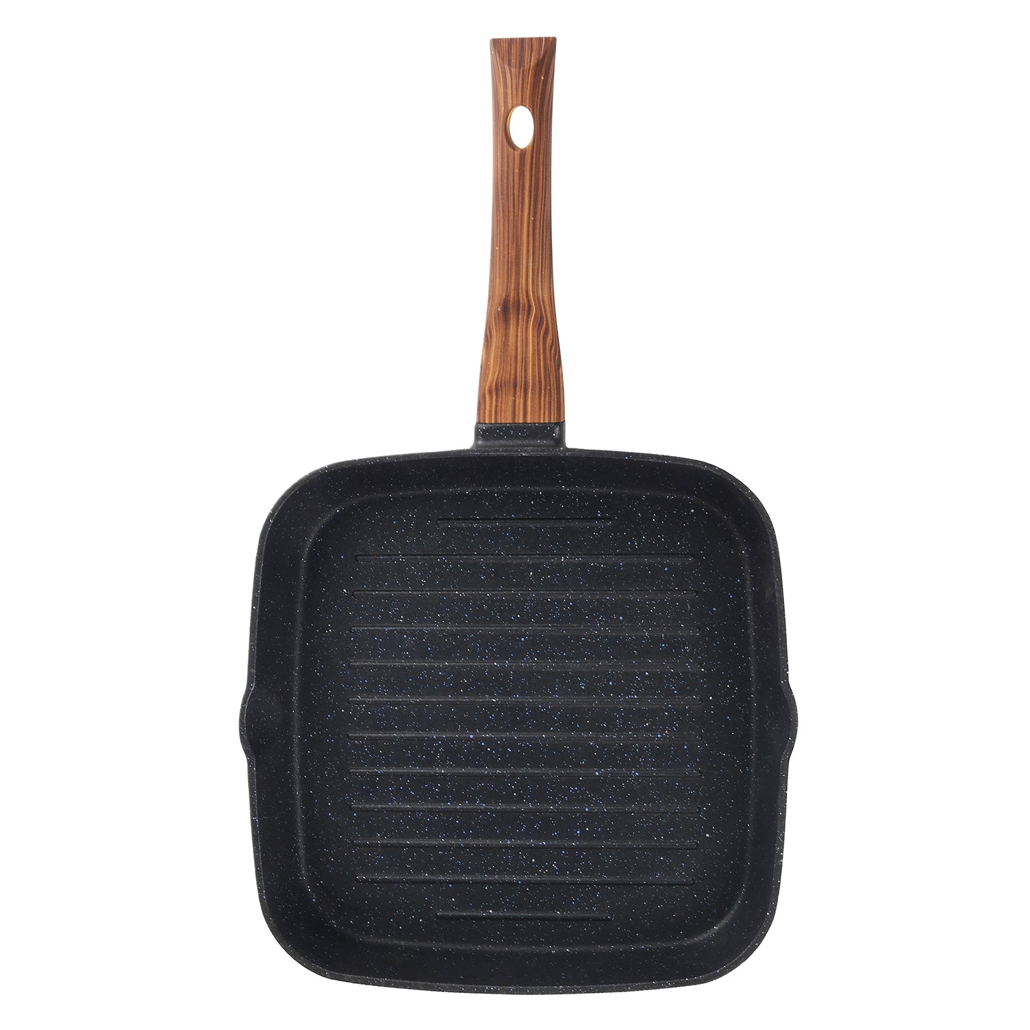 Zest Plus Grill Pan - Wood Pattern Handle Hero Shot | Vinod Cookware