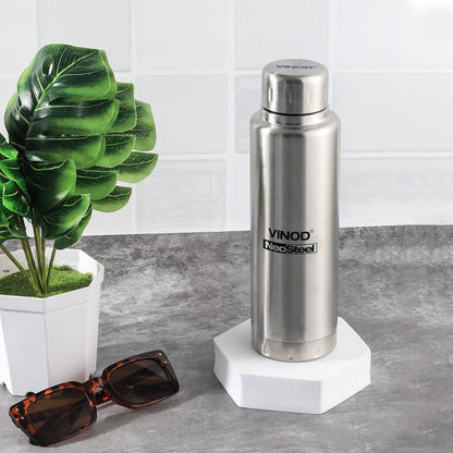 Vinod Omega Bottle Silver - Side Profile | Vinod Cookware India