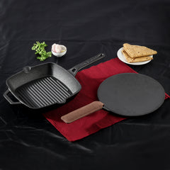 Vinod Legacy Pre-Seasoned Cast Iron Combo Set (Grill Pan & Tawa)