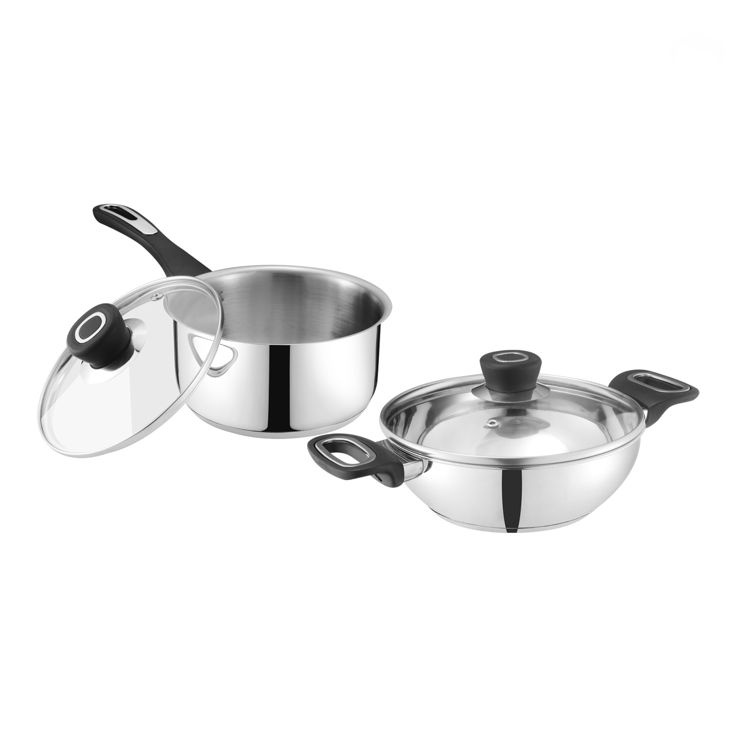 Vinod Veneto 2pc Set - Kadai and Saucepan Induction Friendly Flat Lay | Vinod Cookware