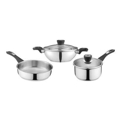 Vinod Veneto 3pc Set - Kadai Saucepan and Frypan Induction Friendly | Vinod Cookware