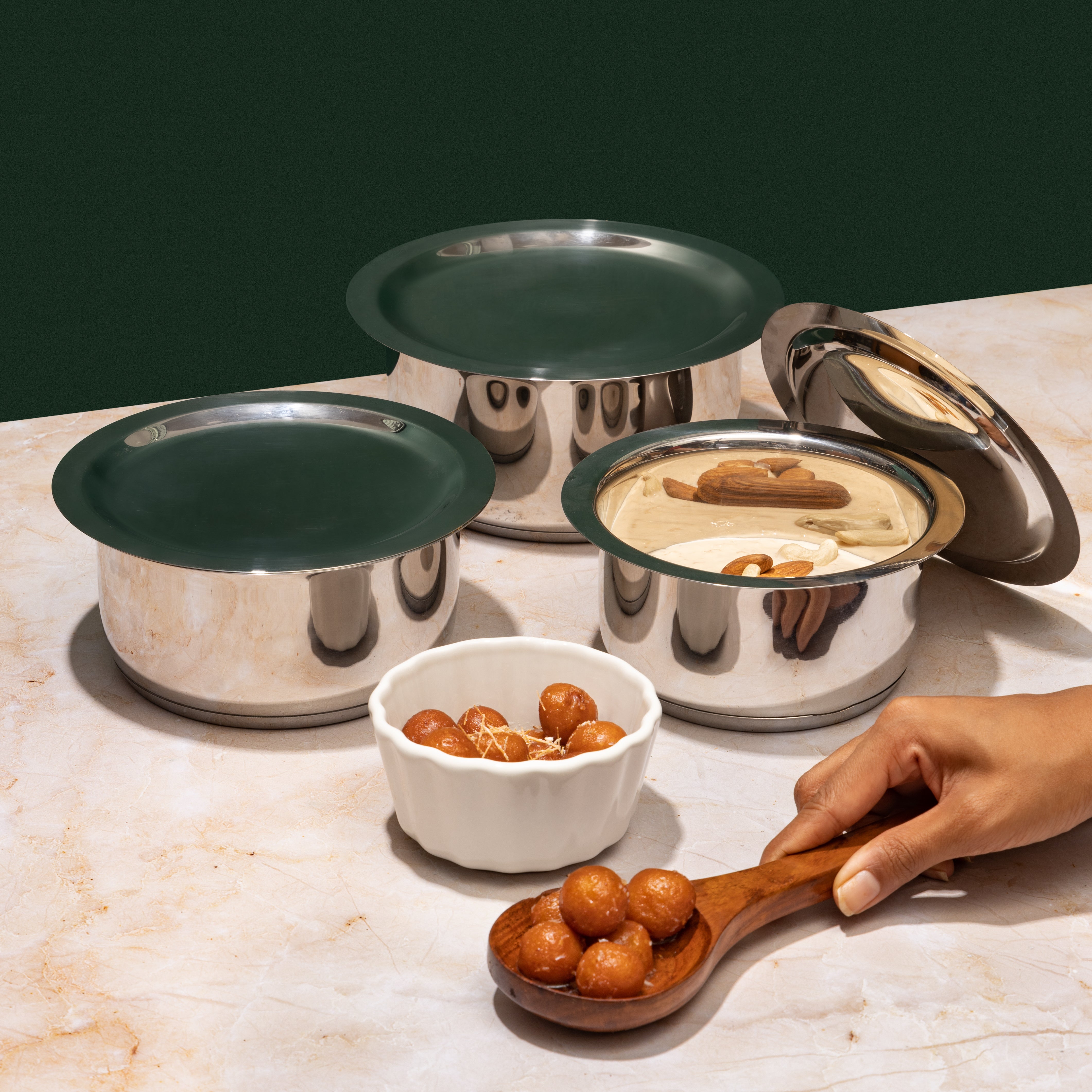 Vinod Stainless Steel 3 pc Tope Set with Lid (Induction Friendly)