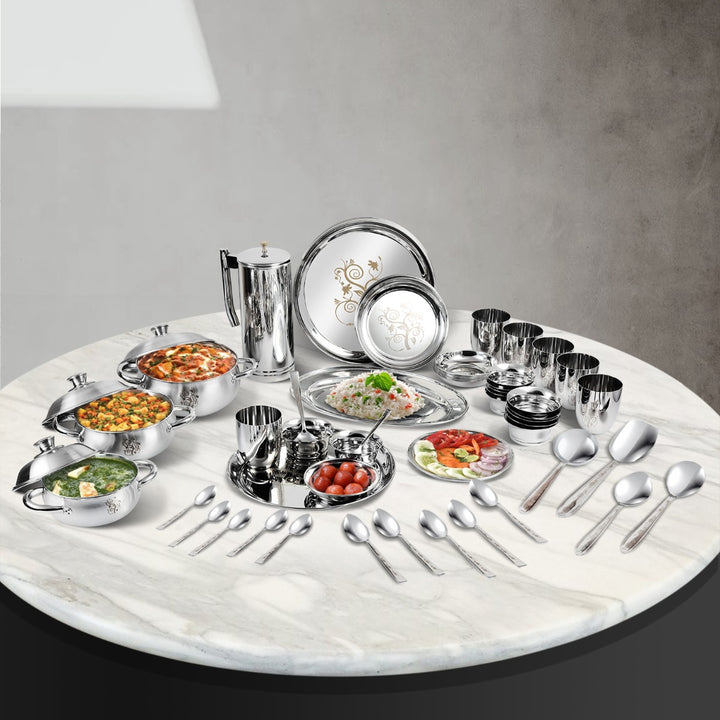 Shop for Stainless Steel Dinner Sets Online ꟾ Kraft Serveware Vinod