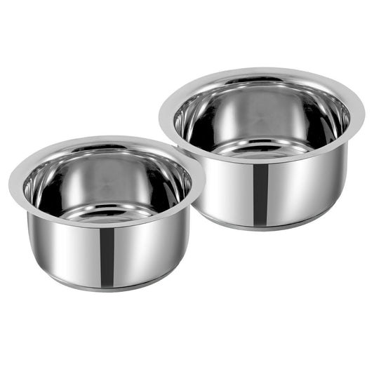 Vinod Capsule Bottom Tope 2pc Set - SAS Sandwich Bottom Induction Base, Heavy Gauge 18/8 Stainless Steel, Gas and Induction Compatible | Vinod Cookware India